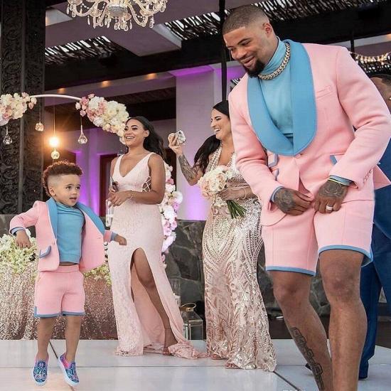 Stylish Pink One Button Shawl Lapel Wedding Suits for Men | Happnessmall_2