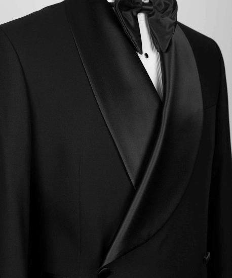Greyson Classic Black Double Breasted Shawl Lapel Two Pieces Men Wedding Suits_4