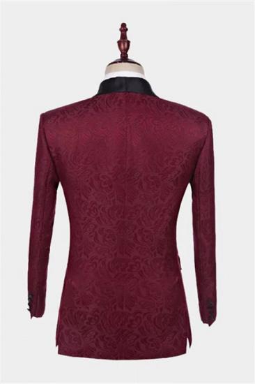 Modern Burgundy Men Suits with 2 Pieces | Bespoke Silk Shawl Lapel Tuxedo_2