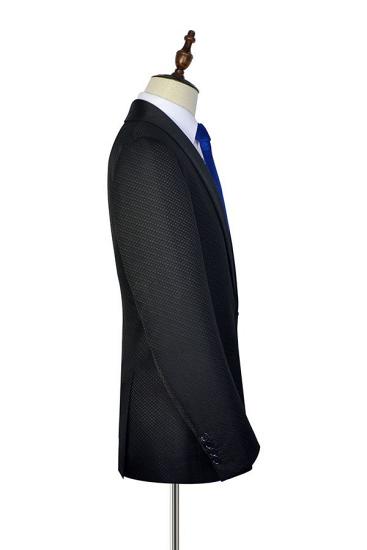 Happ Chic Black Small Check Pattern Jacquard Mens Suits For Wedding And Prom_5