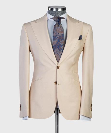 Chic Champagne Colored Lapel Fitting Men'S Business Suit | Happnessmall_5