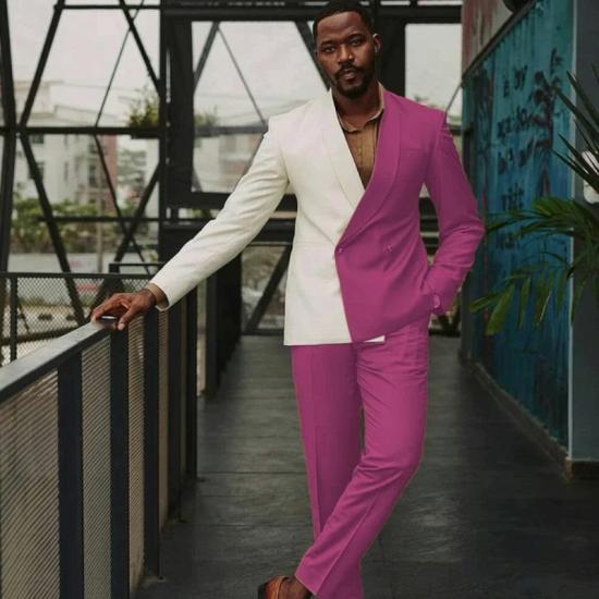 Elio Chic White And Plum Slim fit One Button Lastest Prom Men Suits_2