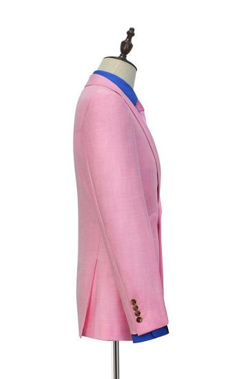 Fashion Candy Pink Three Slant Pockets Mens Suits | Fashion Business Suits for Office_4