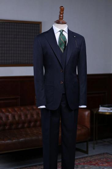 Maximus Stylish Navy Blue Striped Slim Fit Bespoke Business Suit For Men_1