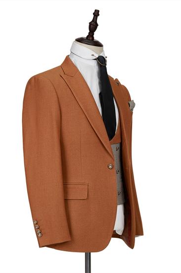 Fashion Peak Lapel 3 Piece Men's Suit with Double Breasted Waistcoat_4