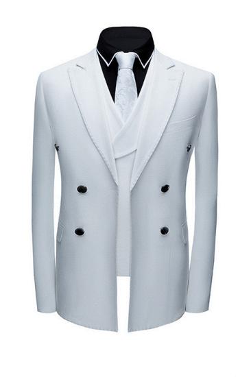 Fashion White Notched Lapel Double Breasted Formal Men suits | Prom suits
