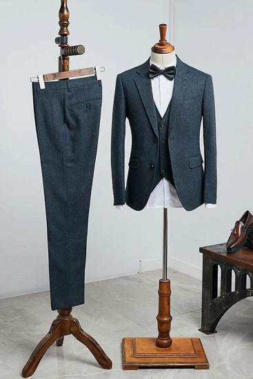 Nereus Latest Design Navy Blue Three Pieces Slim Fit Bespoke Business Suit