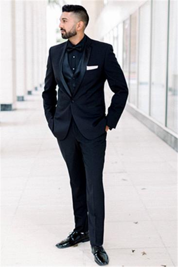 Classic One Button Groom Suit | Fashionable Silk Shawl Collar Best Man Suit_1