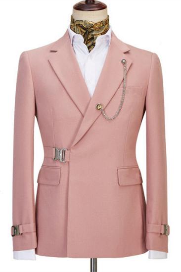 Latest Design Pink Slim Fit Bespoke Prom Men Suit with Belt