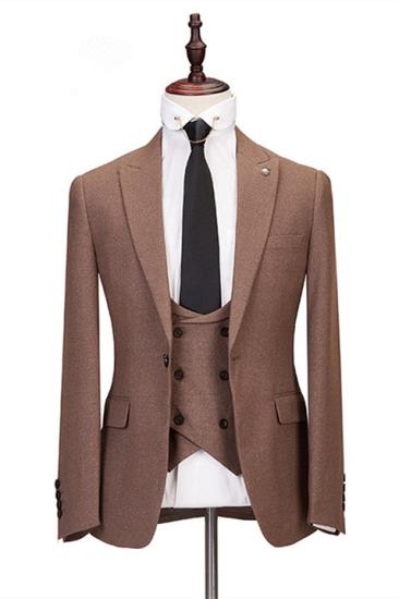 Fashionable flip collar button solid color formal men's set