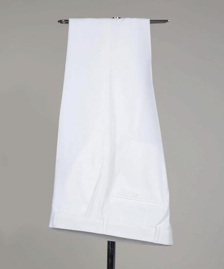 Classical White Two Pieces Double Breasted Close Fitting Bespoke Men Suits_5