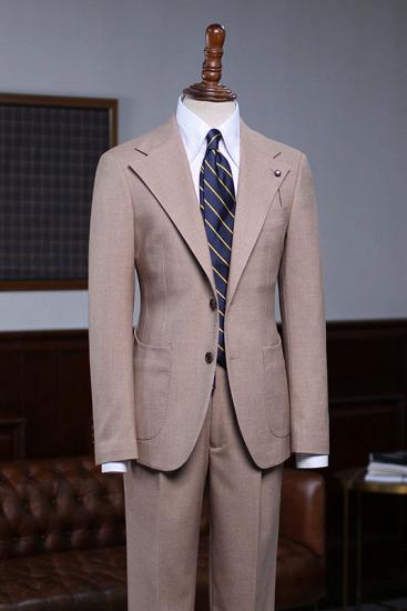 Maverick Classic Khaki Slim Fit 2 Pieces Custom Suit For Business_1