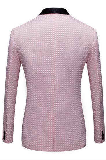Chic Pink Shawl Lapel Dot Wedding Men Suits_2