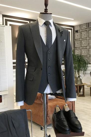 Panayiotis High-Quality Formal Black 3-Pieces Peaked Lapel Best Business Men Suit_1
