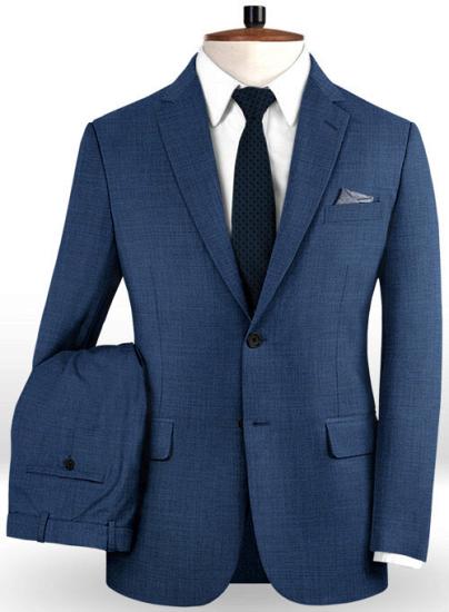 Gentle Navy Blue 2 Pieces Mens Suit with Notch Lapel | Business Tuxedos Wedding Groomsmen Outfit_2