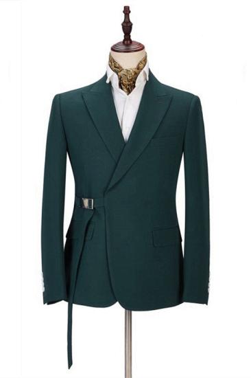 Modern Dark Green Peaked Lapel Bespoke Prom Suits