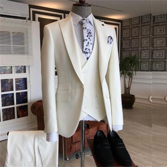 Daniel White Three Piece Set With Lapel For Custom Men'S Wedding Set_2