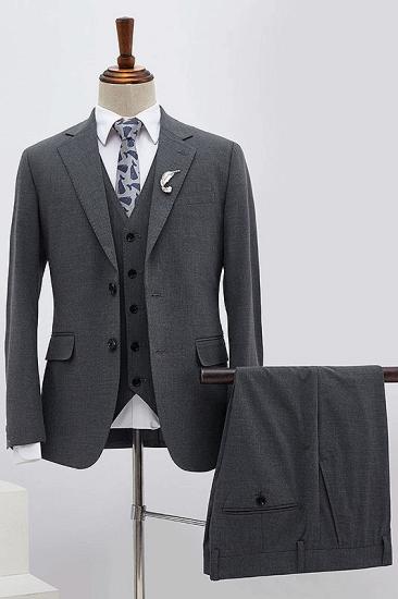 Maverick Gentle Dark Gray 3 Pieces Slim Fit Custom Formal Menswear_1
