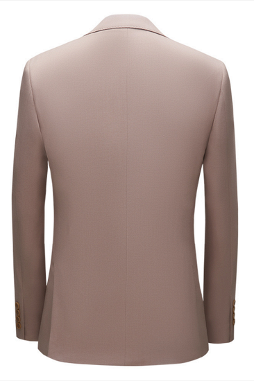 Fashionable notch lapel slim fit nude pink solid men's formal suit_2