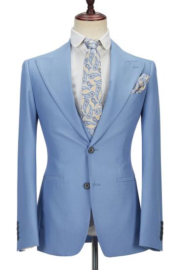 Stylish Blue Peak Lapel 3 Piece Formal Suit_4
