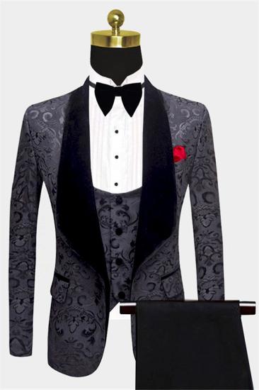 Gorgeous Black Jacquard Men Suits with 3 Pieces |  Dinner Suits for Prom