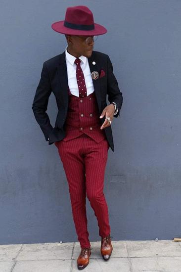 Stephanie Popula Best Fitted Striped Three Pieces Prom Men Suits