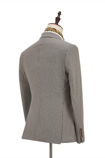 Unique Light Khaki Notch Lapel 3 Piece Men's Suit with Dark Coffee Waistcoat_2