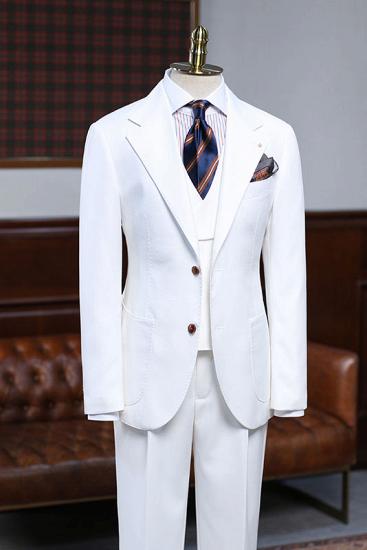 Kaida Classical White 3 Pieces Slim Fit Custom Business Suit_1