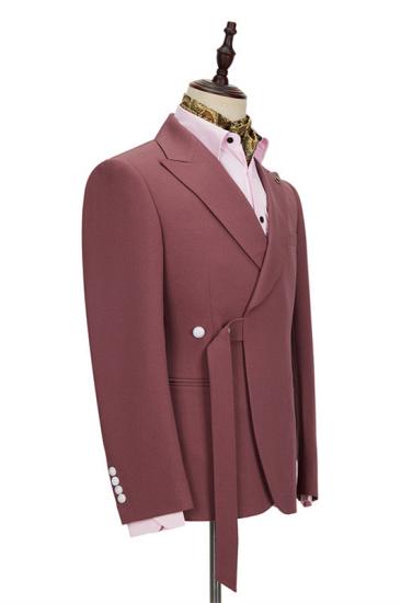 Glamorous Bespoke Peaked Lapel Slim Fit Prom Men Suits with With Adjustable Buckle_2