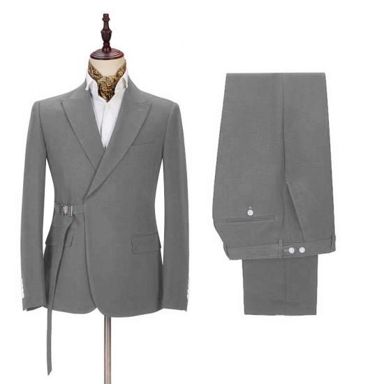 Modern Dark Gray Men's Formal Suit | Buckle Button Suit for Groomsmen_2