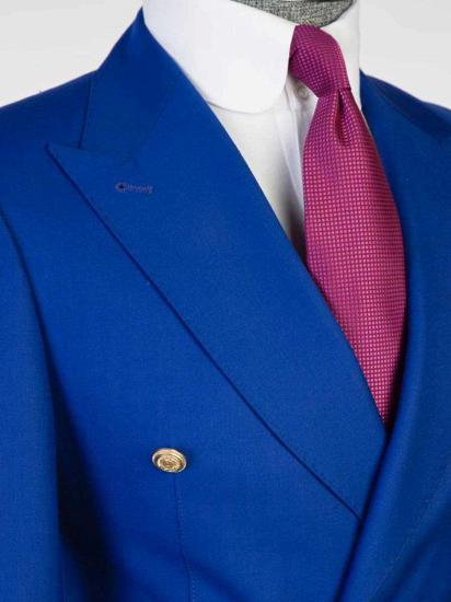 Royal Blue 2ps Peaked Lapel Slim Fit Men Suits | Happnessmall_3