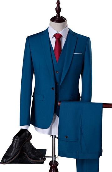 Classical Teal Blue Notch Collar Slim Fit 3 Pieces Formal | Business Man Suit