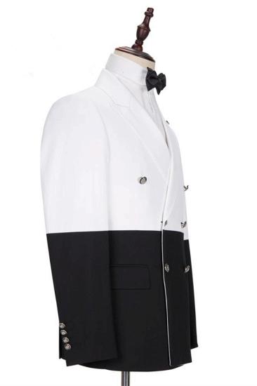 Unique Simple White and Black Double Breasted Men Suits Online_2