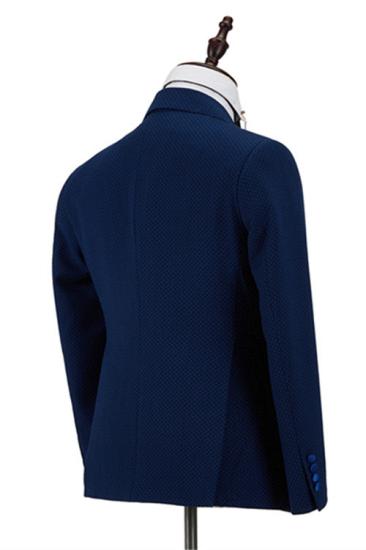 Happnessmall Navy Blue Plaid Peaked Lapel Double Breasted Formal Business Men Suits_3
