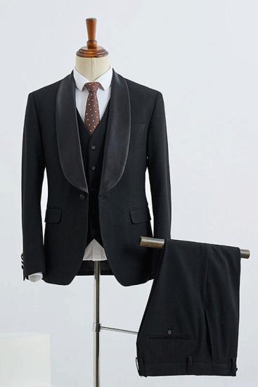 Sienna Gentle Black 3 Pieces Bespoke Wedding Suit For Grooms_1