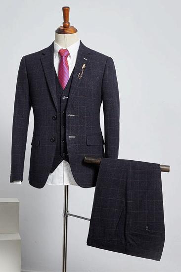 Yonder Modern Formal Black Plaid Slim Fit Custom Business Suit For Men_1