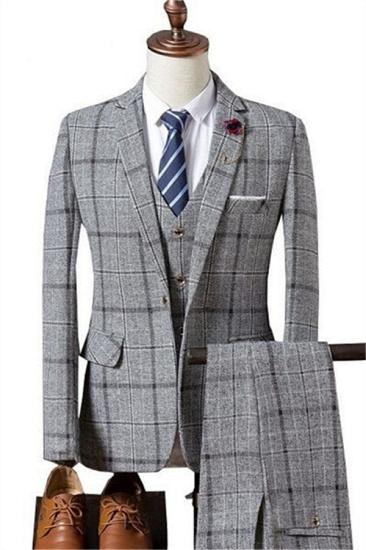 classical Formal Plaid Business Men Suits | Elegant Slim Fit Prom Suits Online