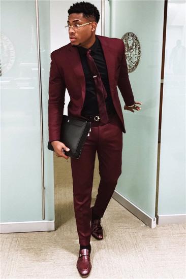 Magnus Stylish Burgundy Mens Business Suits | Slim Fit One Button Prom Outfits_1