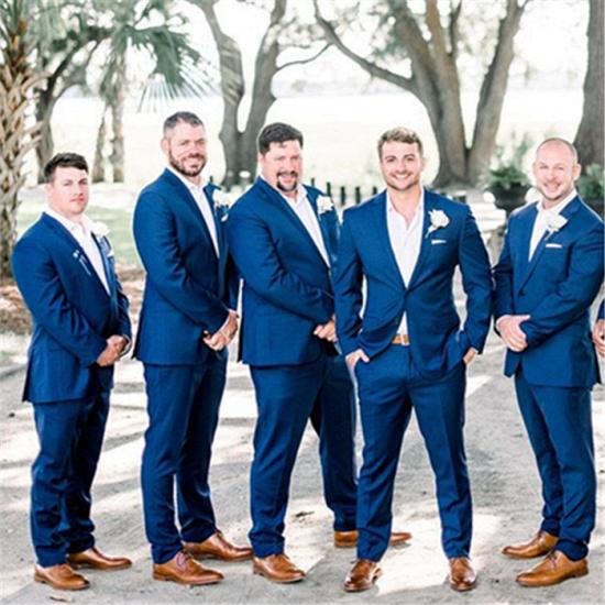 Atlas Simple Dark Blue Notched Lapel Men Suit for Groomsmen_2