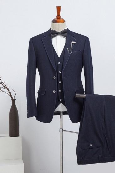 Felicity Fashion Navy Blue 3 Pieces Slim Fit Bespoke Suit For Business_1