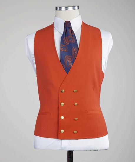 Penelope New Orange Peaked Lapel Slim fit Three Pieces Men Suits_2