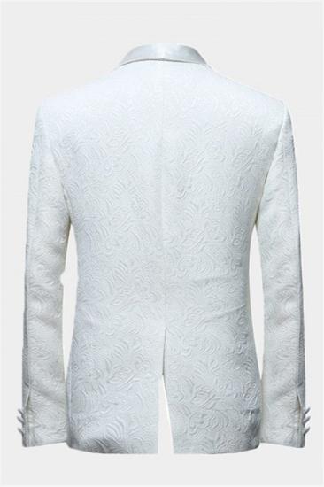 Popular White Jacquard Wedding Men Suits | Elegant Two Piece Shawl Lapel Groom Suits_2