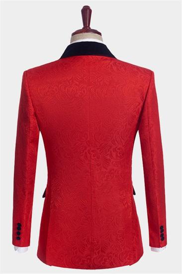 New Arrival Red Floral Tuxedo | Bespoke three Pieces Men Suits with Black Lapel_2