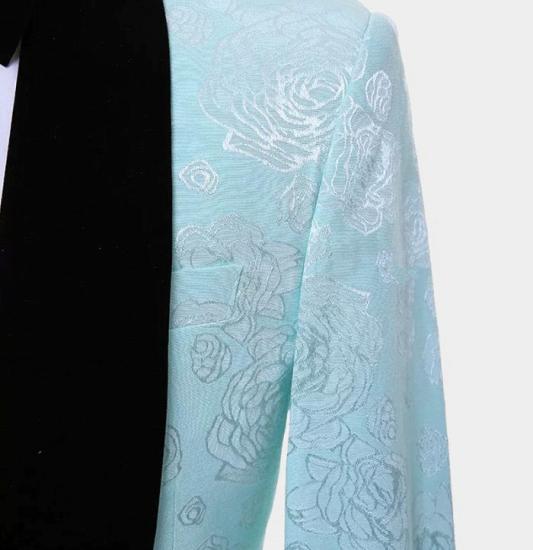 Chic Turquoise Damask Prints Tuxedo with Shawl Lapel | Three Pieces Prom Suits_4