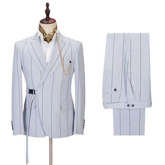 New Arrival Handsome Striped Peaked Lapel Men Suits_2