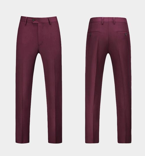 Wilder Stylish Burgundy Suits with 3 Pieces | Peak Lapel Mens Tuxedo_4