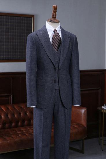 Livia Traditional Blue Small Plaid 3 Pieces Bespoke Business Suit For Men_1