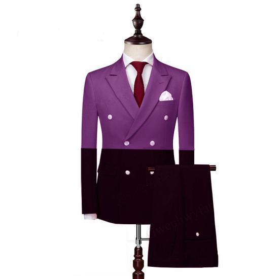 Unique Double Breasted Peaked Lapel Prom Men Suits_2