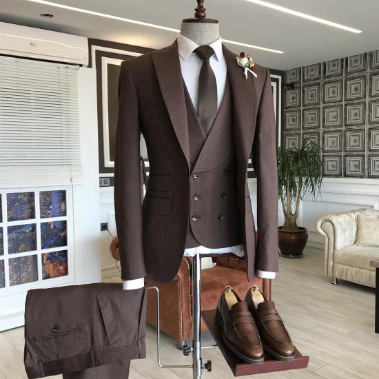 Magnus Chic Burgundy 3-Pieces One Button Slim Fit Business Suits For Men_2