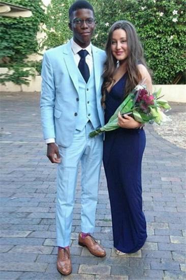 Hugo Stylish Blue Slim Fit Three-Piece Men's Prom Suits_1